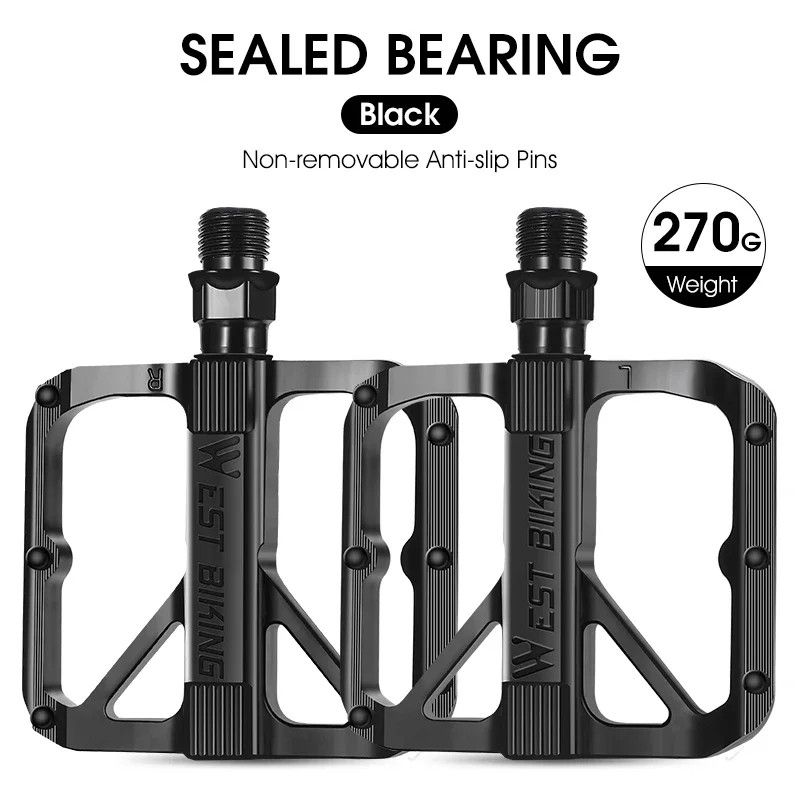 Bicycle Pedals Sealed Bearing Aluminium Alloy Cycling Non-slip MTB Flat Pedals