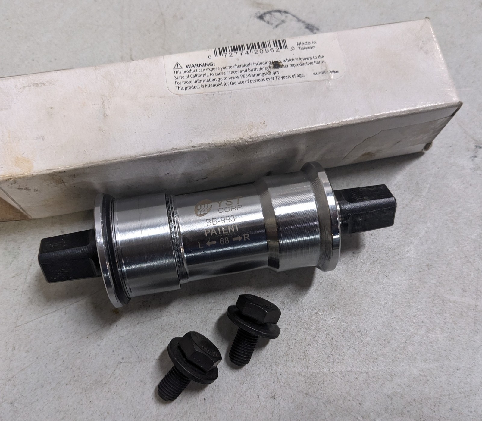 SUNLITE Threadless Repair Bottom Bracket – 68 x 119mm, Square Taper