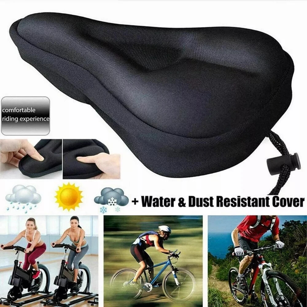 2 PCS Bike Wide Seat Cushion Cover Gel Soft Padded Mountain Bicycle Saddle Cover