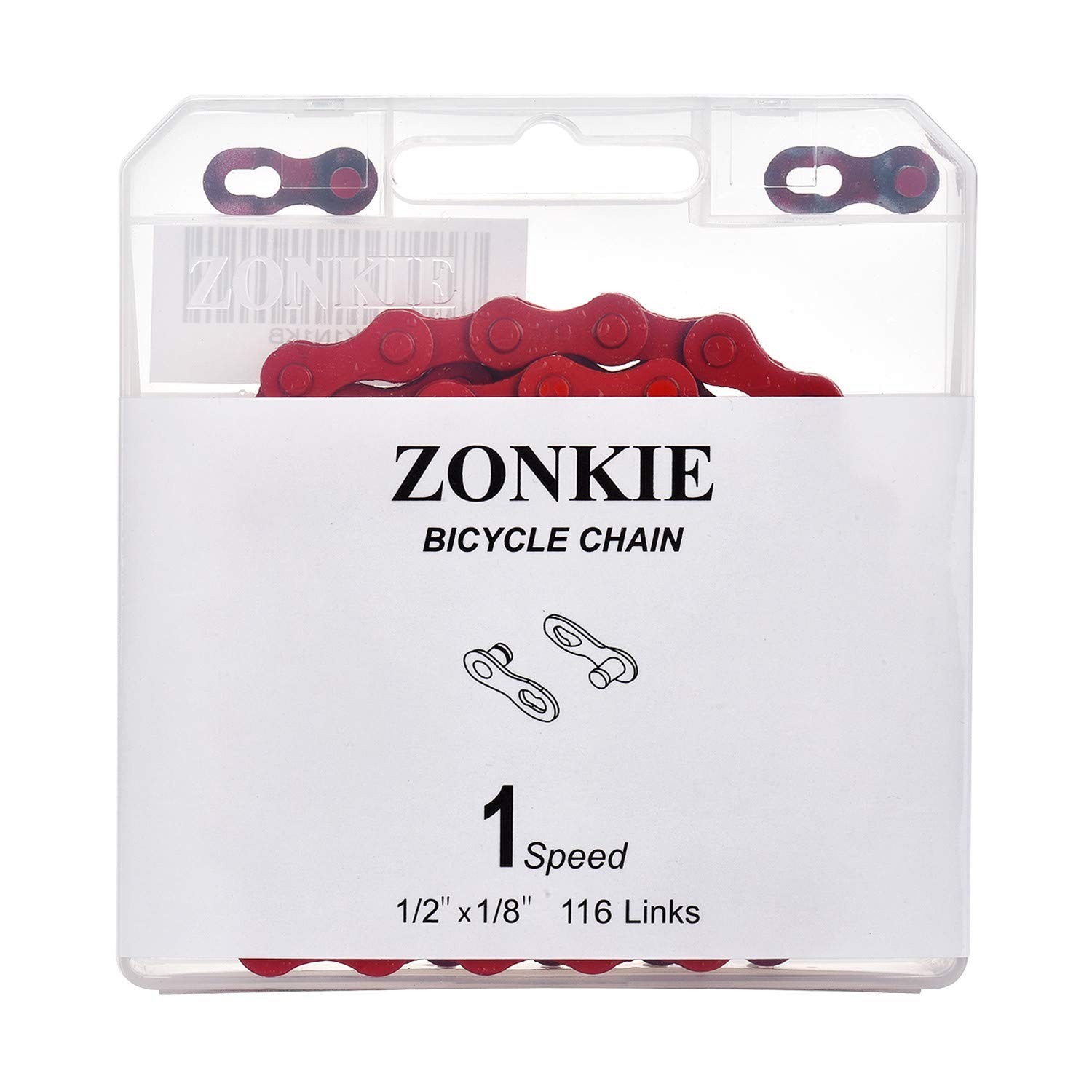Red High-Carbon Steel Single-Speed Bicycle Chain (116 Links)