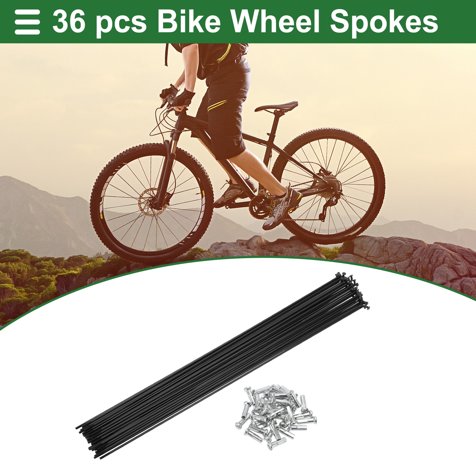 1 Set 14G 285mm Length Bicycle Spokes Nipple Carbon Steel Black Universal