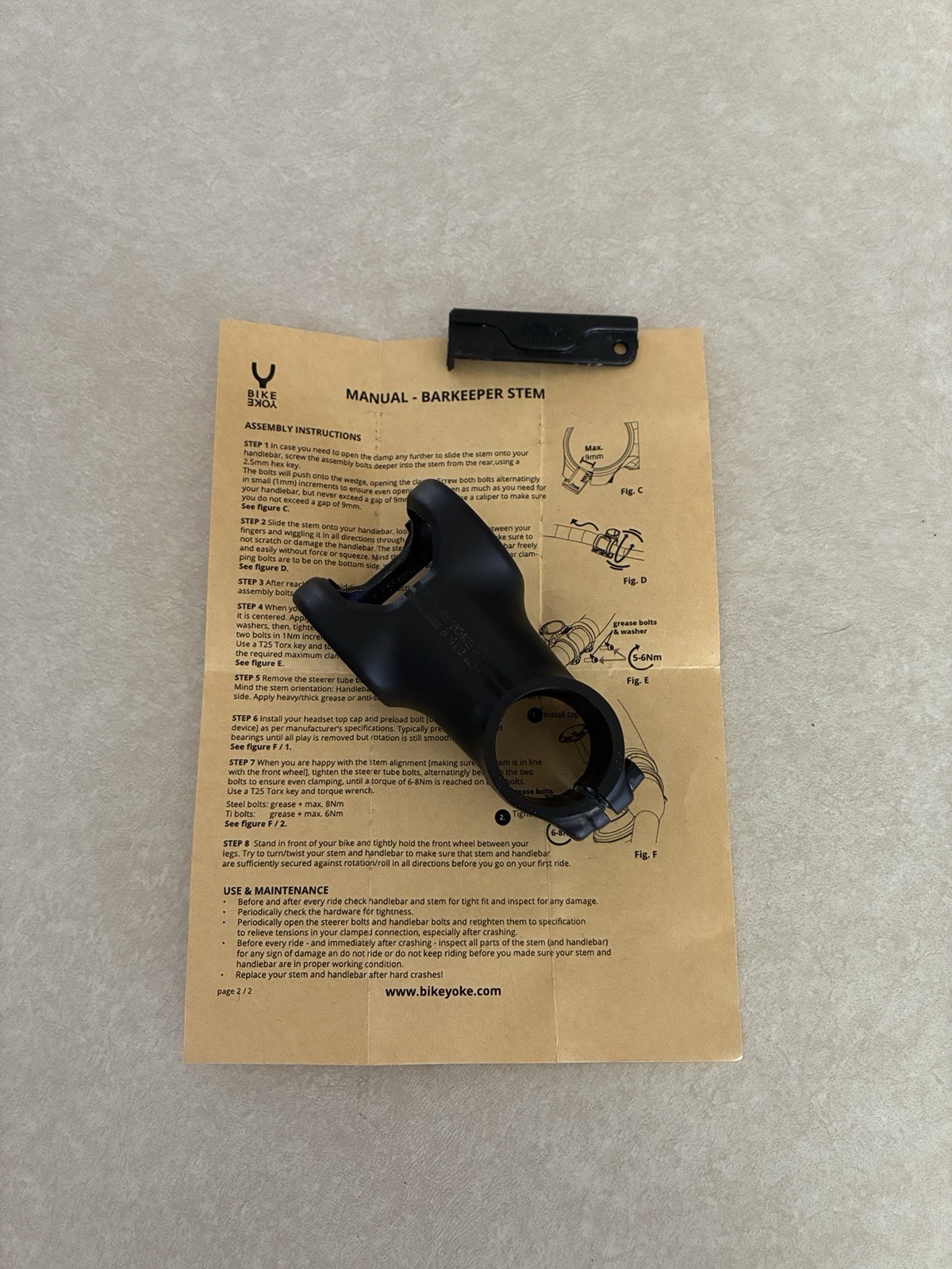 Bike Yoke Barkeeper Stem 35.0MM/55MM, Black