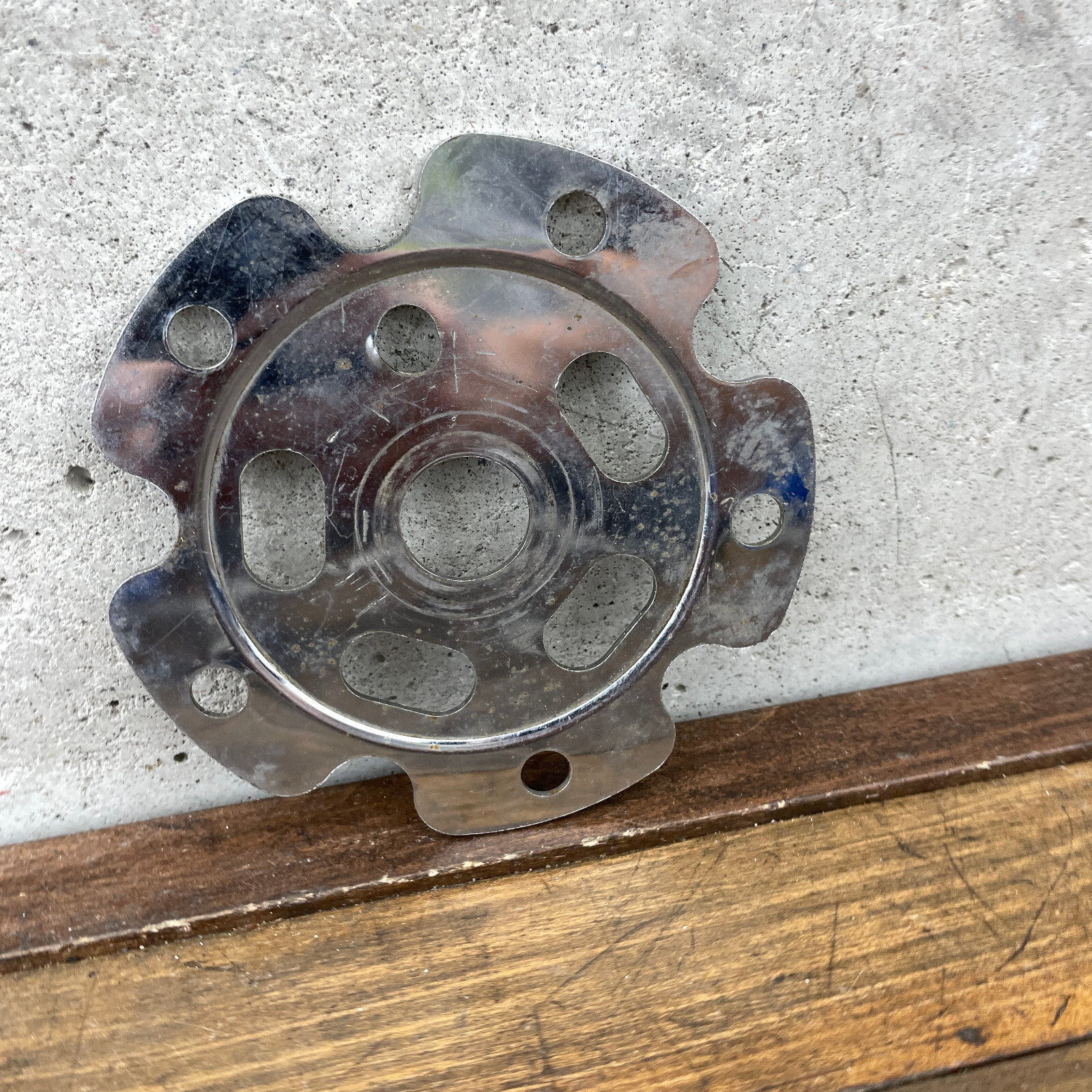 Old School BMX Power Plate Spider Chrome Disc 110 OG 80s Silver Freestyle