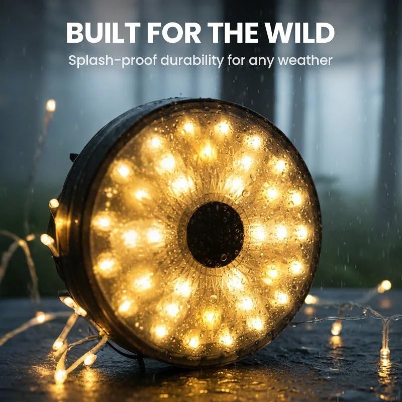 20m Retractable Solar Camping Light Floodlight Spotlight USB C and Solar Input