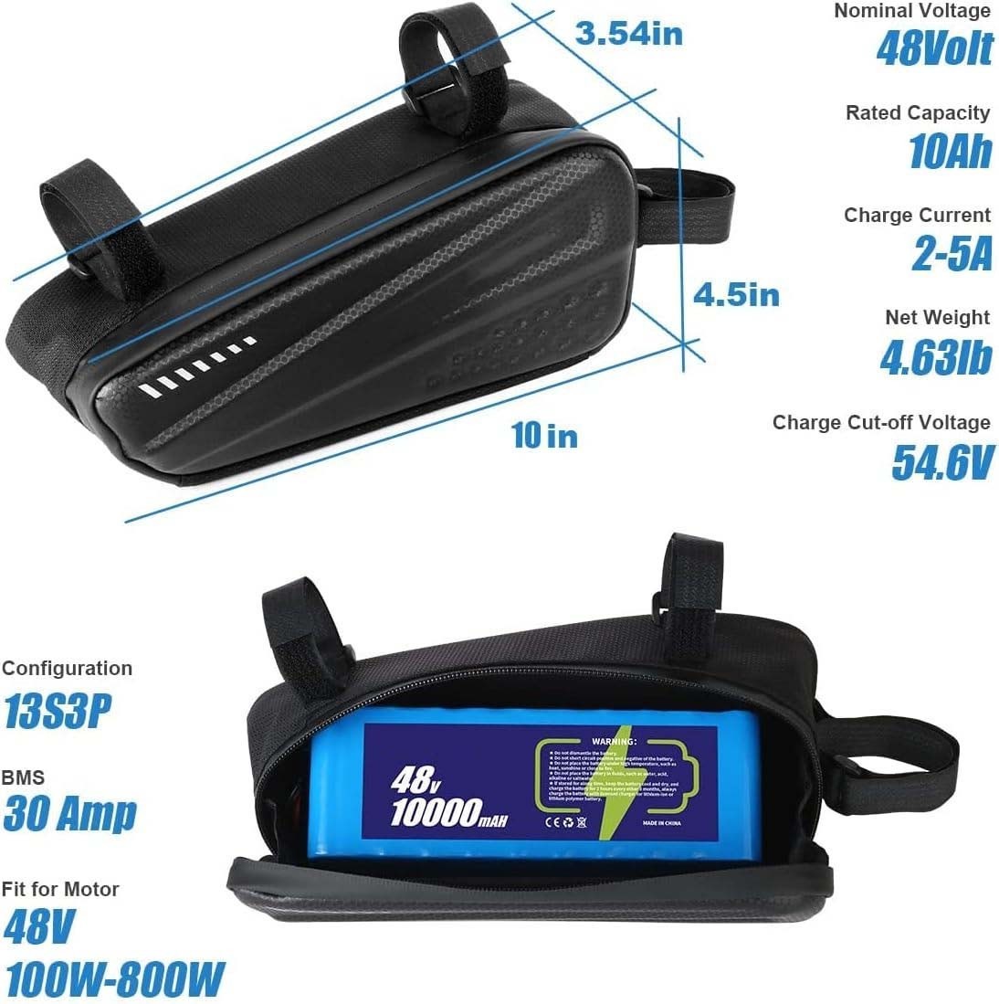 VISET 48v 10ah ebike battery VISET Electric Battery for 100W-800W Ebike 30A