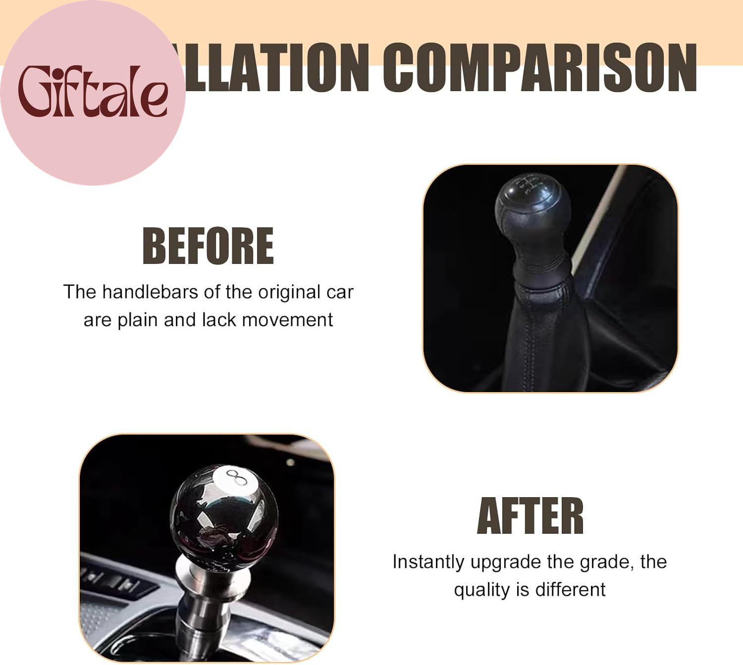 Shift Knob Manual Gear, 8 Ball Billiard round Smooth and Easy to Grip Shift Knob