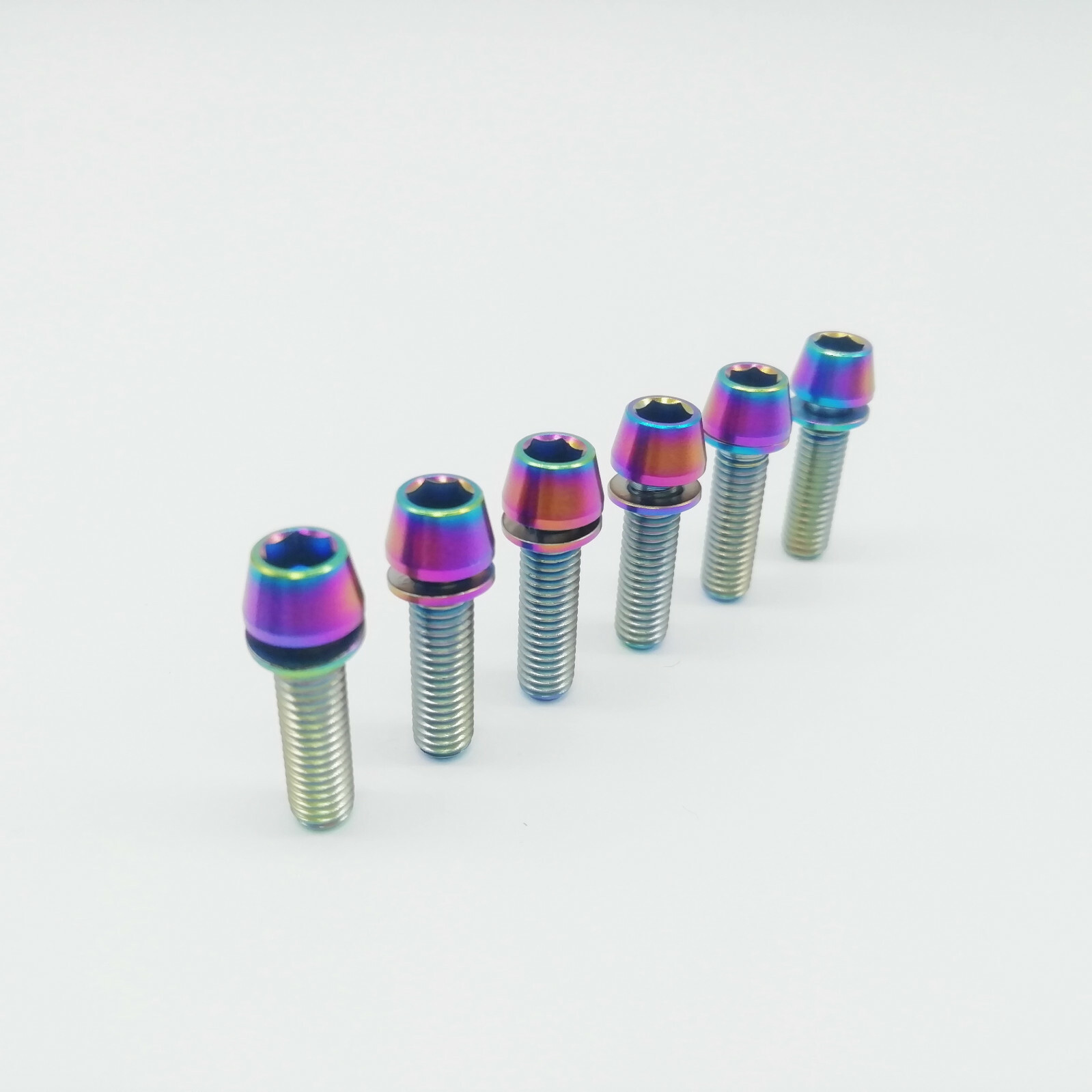 M5x18mm Titanium Ti Bike Stem Bolts Taper Head Bicycle Conical With Washers 6pcs