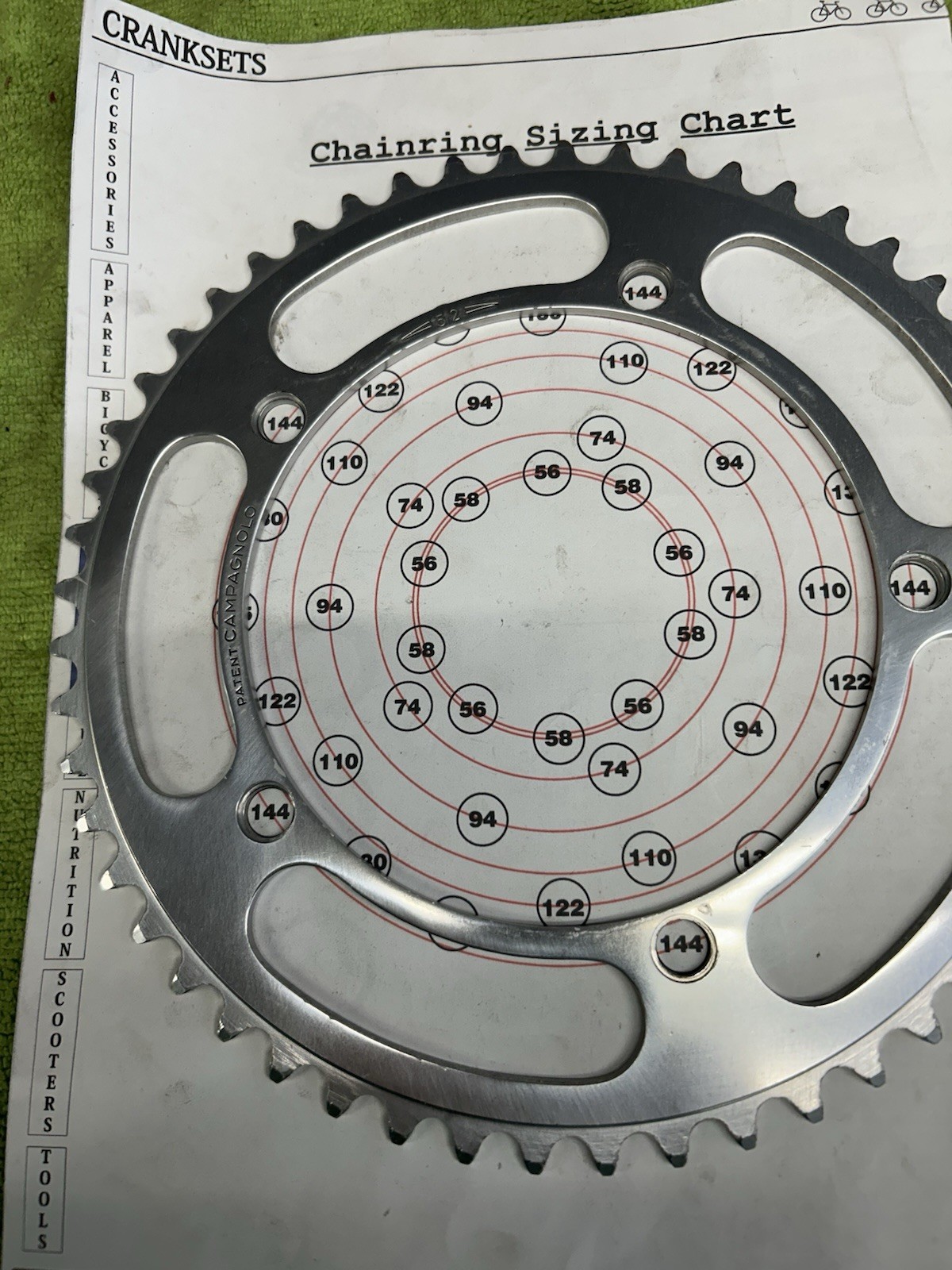 VINTAGE CAMPAGNOLO 52 Tooth CHAINRING. 144 BCD