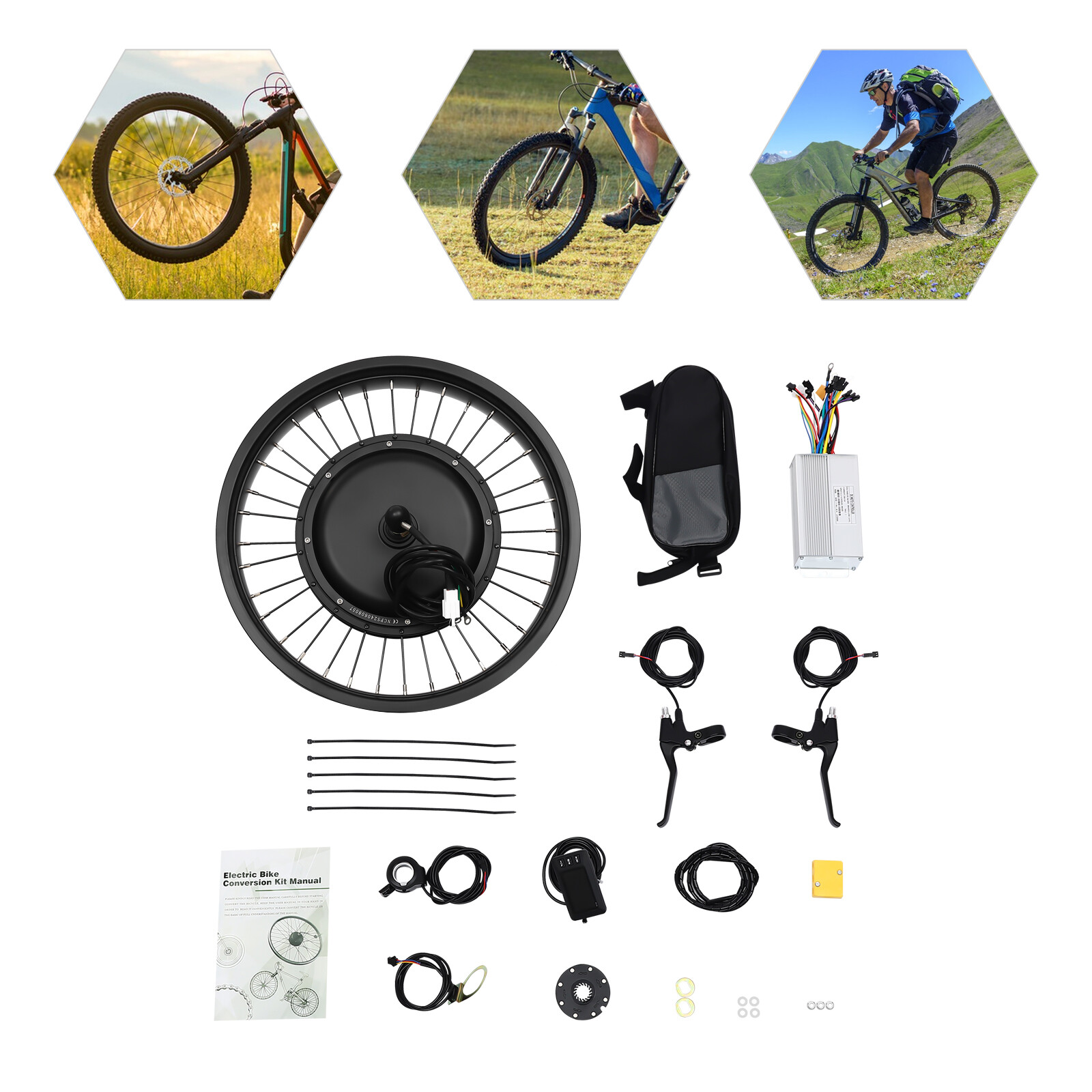 48V 1kW 20″ Electric Bicycle Conversion Kit Fat Tire E-Bike Wheel Hub Motor Kit