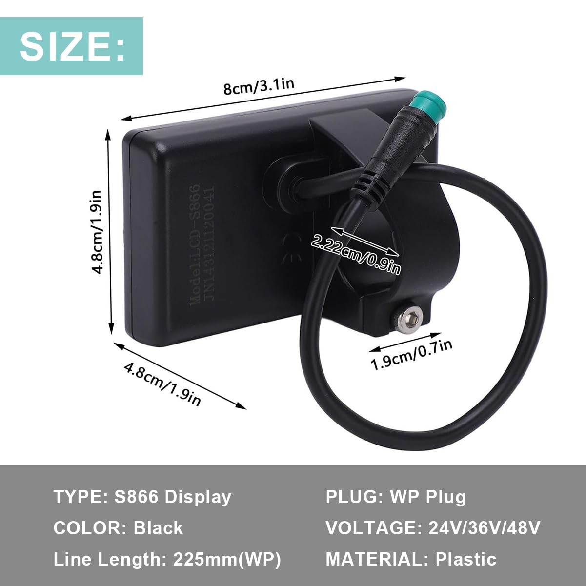 Electric Bikes LCD Display, S866 Electric Bicycle LCD Display Meter, 24V 36V 48V