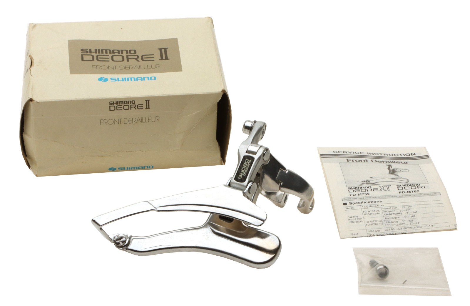 Shimano Deore II FD-MT62 Front Derailleur 7s Clamp-On 28.6mm BOTTOM PULL NOS