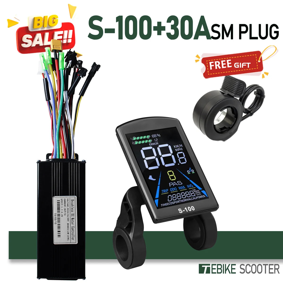 Electric Bike Sinewave Controller 17A 26A 30A 40A with Learning Function Display