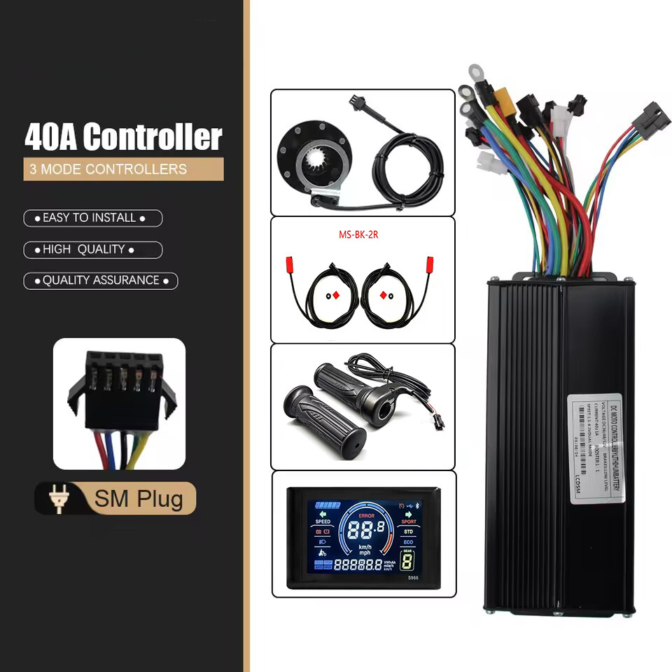 E-bike 40A 3-Mode Sine Wave Controller 36V 48V 1500W 2000W with LCD Display Set