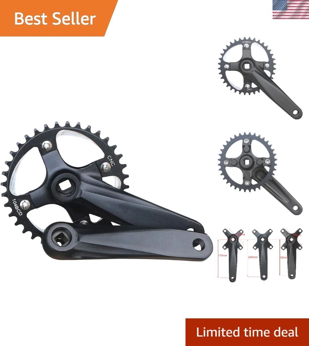 MTB Crank Arm Set 104 BCD Square Taper Mountain Bike Crankset 152mm 165mm 170mm