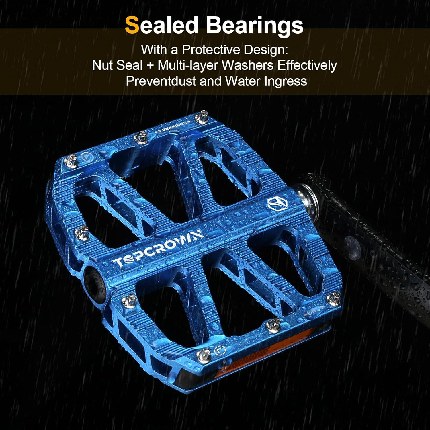 Mountain Bike Pedals with Reflectors, Aluminum Metal Bicycle Flat Pedals 9/16″ –