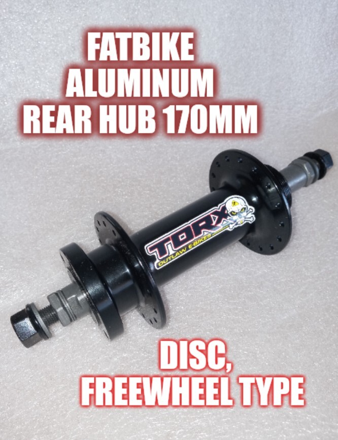 Fat bike rear hub 170mm 28 Hole 3/8″ aluminum freewheel, disc type.