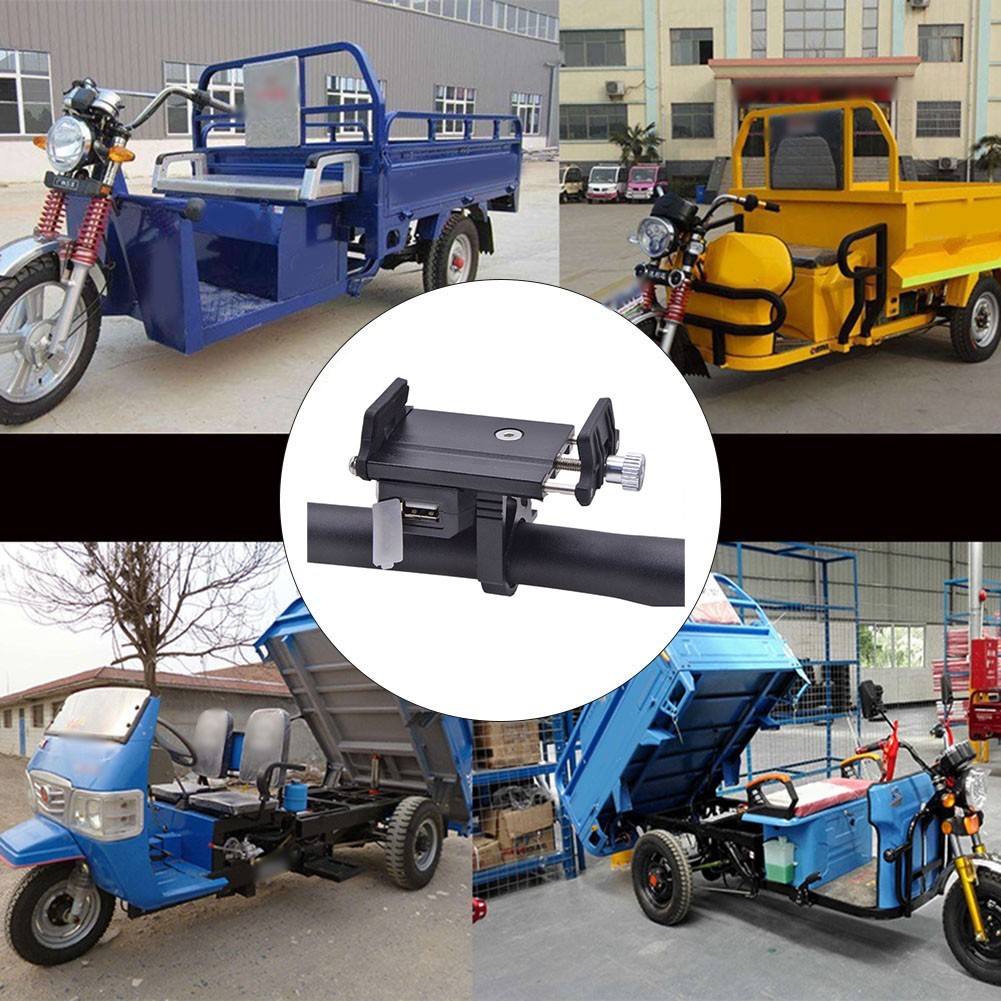 Compact Aluminum Alloy Ebike Phone Mount with USB Charging for Motorcycle