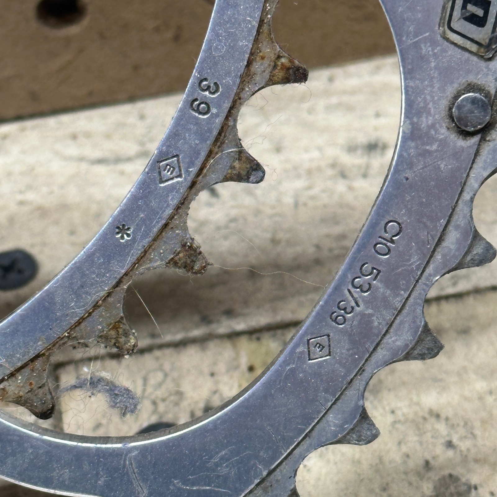 Vintage Campagnolo C Record Crankset 53/39 Tooth 180mm Cranks Italy Double Road
