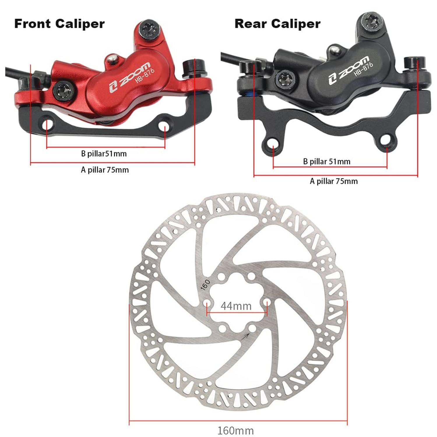 JFOYH zoom HB876 4-Piston Pre-Bled Hydraulic Disc Brake Set for Mountain Bike…