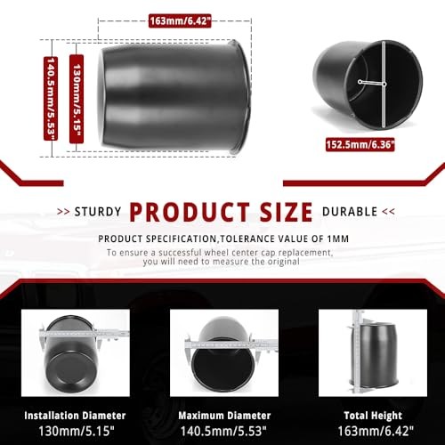 4PCS 5.15″ 130mm Push Through Center 5.15″ Center Hole, 6.42″ Height Black