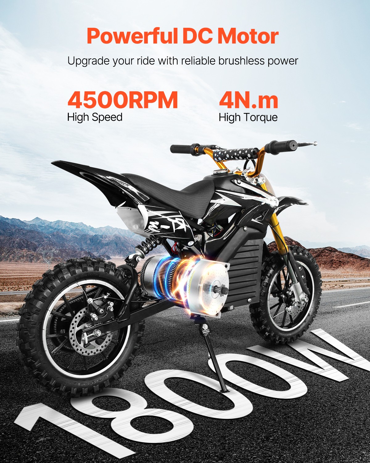1800W Electric Brushless DC Motor Kit 48V 4500rpm Motor with Upgraded Controller