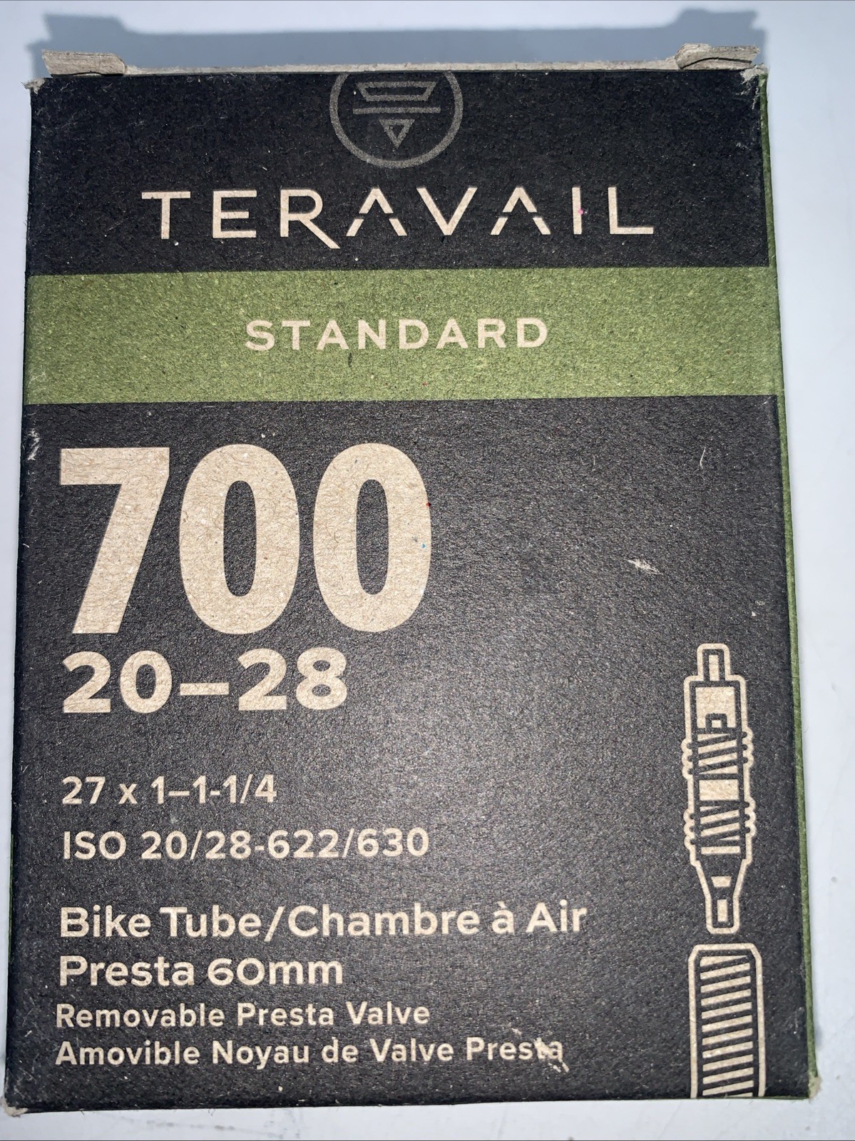 Teravail 700 x 20-28 Standard Inner Tube 60mm Street Bike Tube NEW Open Box