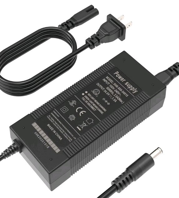 EVAPLUS UL Certified 54.6V 1.5A Fast Electric All black 5.5mm 1-Prong DC Plug