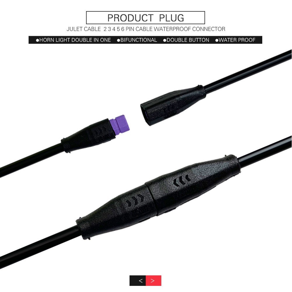 Plastic Steel Ebike Shaped Connector 80cm Length 2/3/4/5/6 Pin Signal Cable