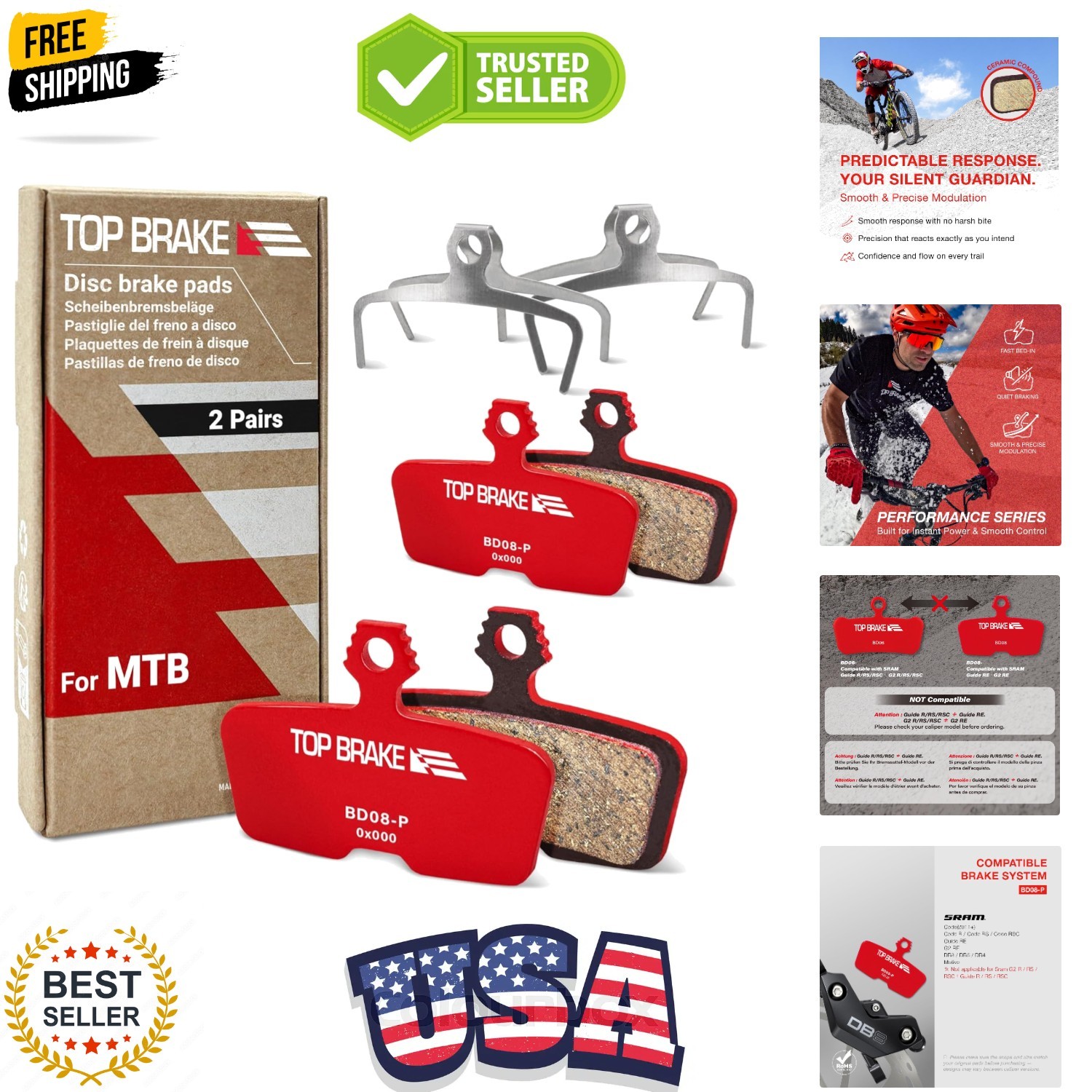 Disc Bike Brake Pads Compatible with SRAM Code R RE RSC, DB8, Motive, AVID | …