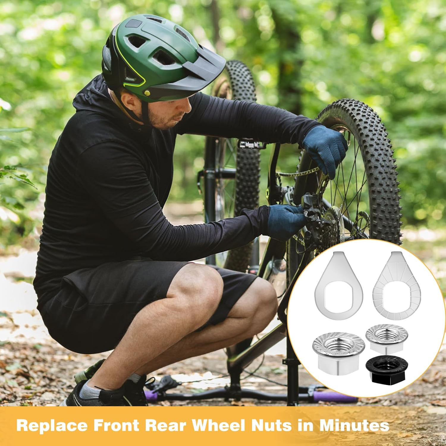24PCS Bike Axle Nuts & Safety Washers Kit, 3 Sizes M8/M9.5/M10 Bicycle Wheel Hub