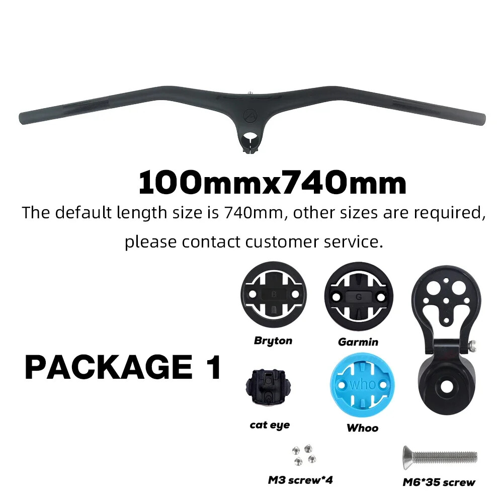 Carbon Fiber XC Mountain Bike Integrated Handlebar 9/10 Degrees 70-100mm*740mm