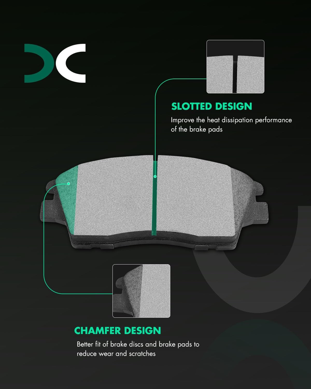 Scitoo D1847 D1848 Ceramic Brake Pads Sets W/Hardware Replacement For Hyundai