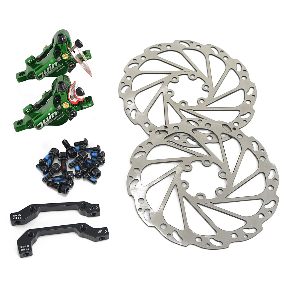 JUIN TECH R1 Hydraulic Road CX Disc Brake set 160mm w/ Rotor (Front+Rear),Green