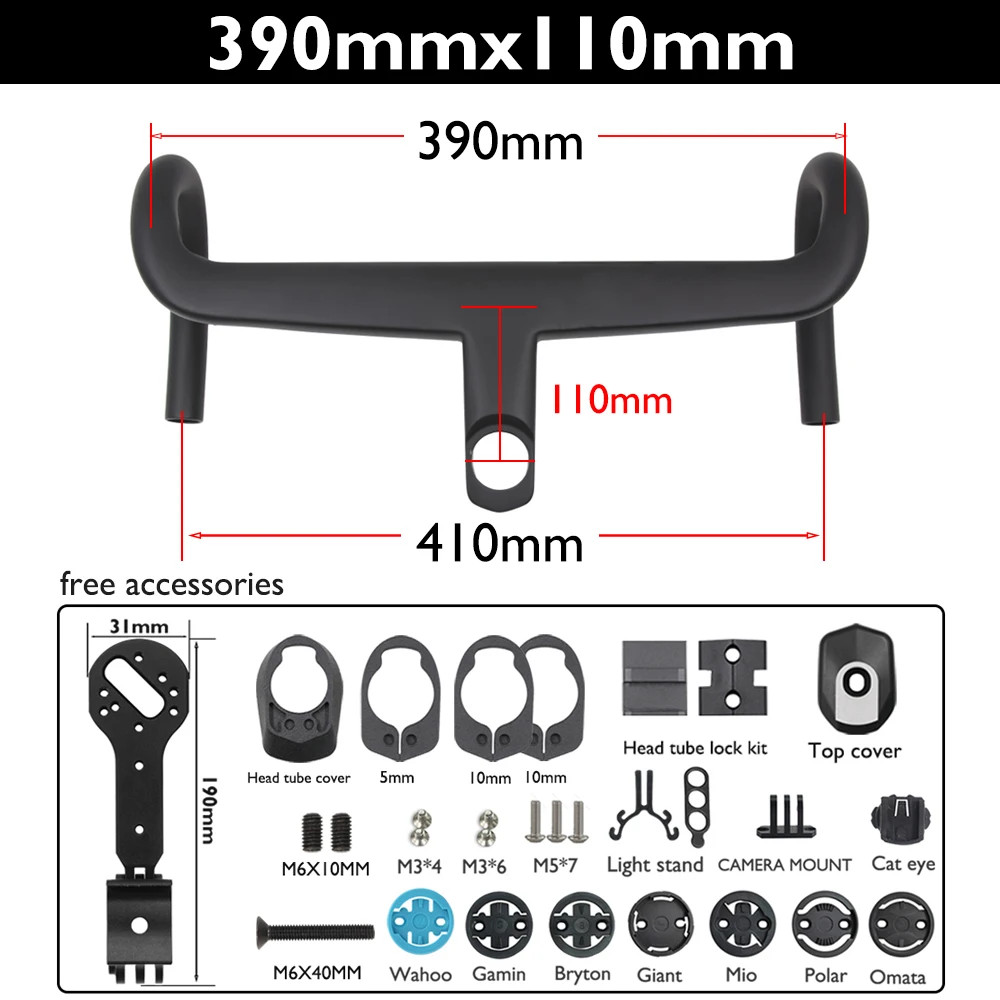 Carbon Road Bike Handlebar Drop 122mm Width 370/390/410/430mm For Road/Gravel
