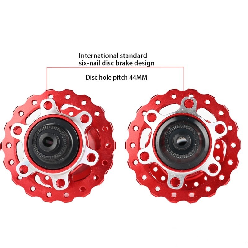 Metal Disc Hub, 32 Holes, 4 Sealed Bearings, Quick Release,Black Red