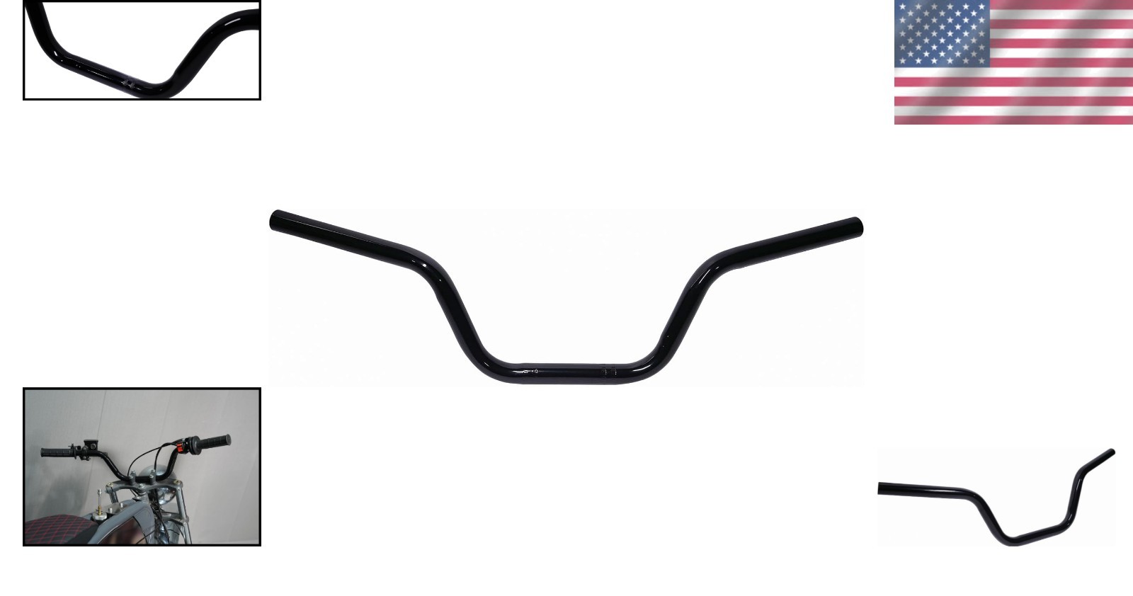 Black 7/8» Alloy Steel Mini Bike Handlebars for Coleman & Motovox Models