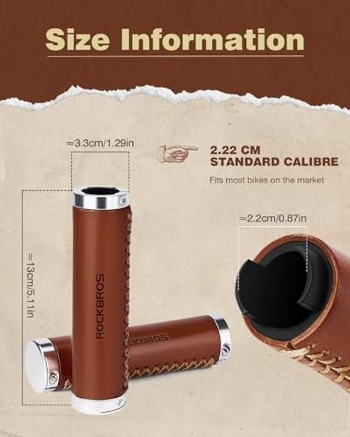 Leather Bike Handlebar Grips for 22.2mm Vintage Mountain Bike Folding Bicycle