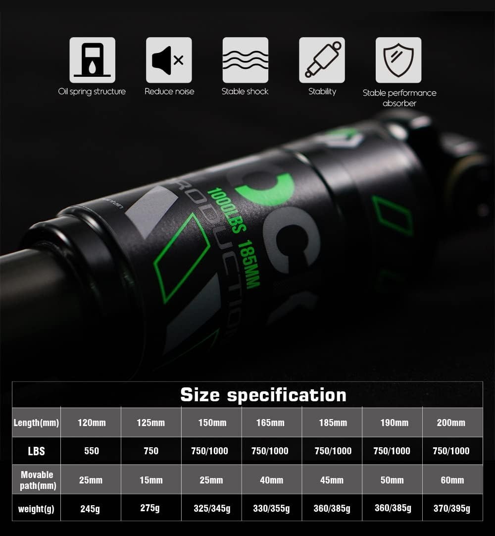 Chooee MTB Rear Shock Absorber 150mm x 1000lbs Bike Suspension Spring Shock