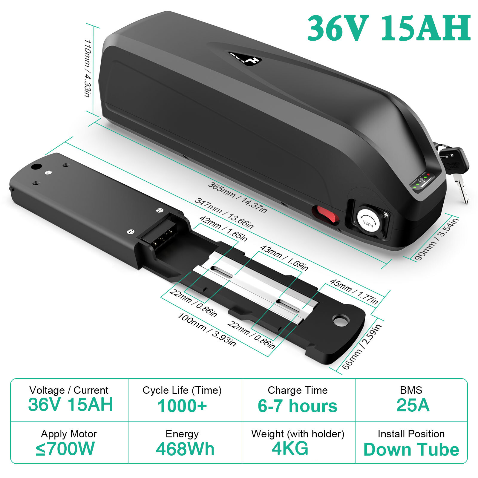 E-Bike Battery 36V 48V 52V 20AH Samsung Lithium Battery Electric Bike Bicycle NEW