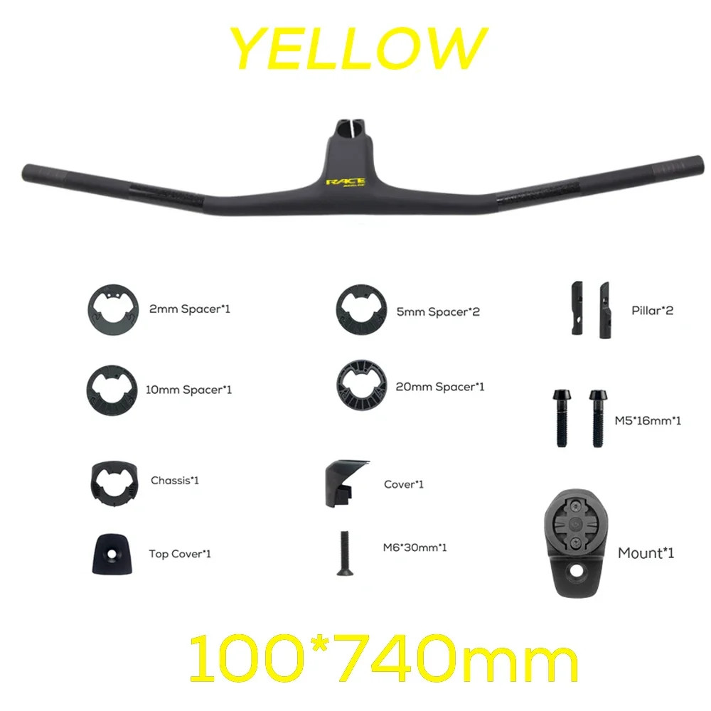 Carbon Fiber XC Mountain Bike Integrated Cockpit -20 Degree 740mm Flat T-Bar