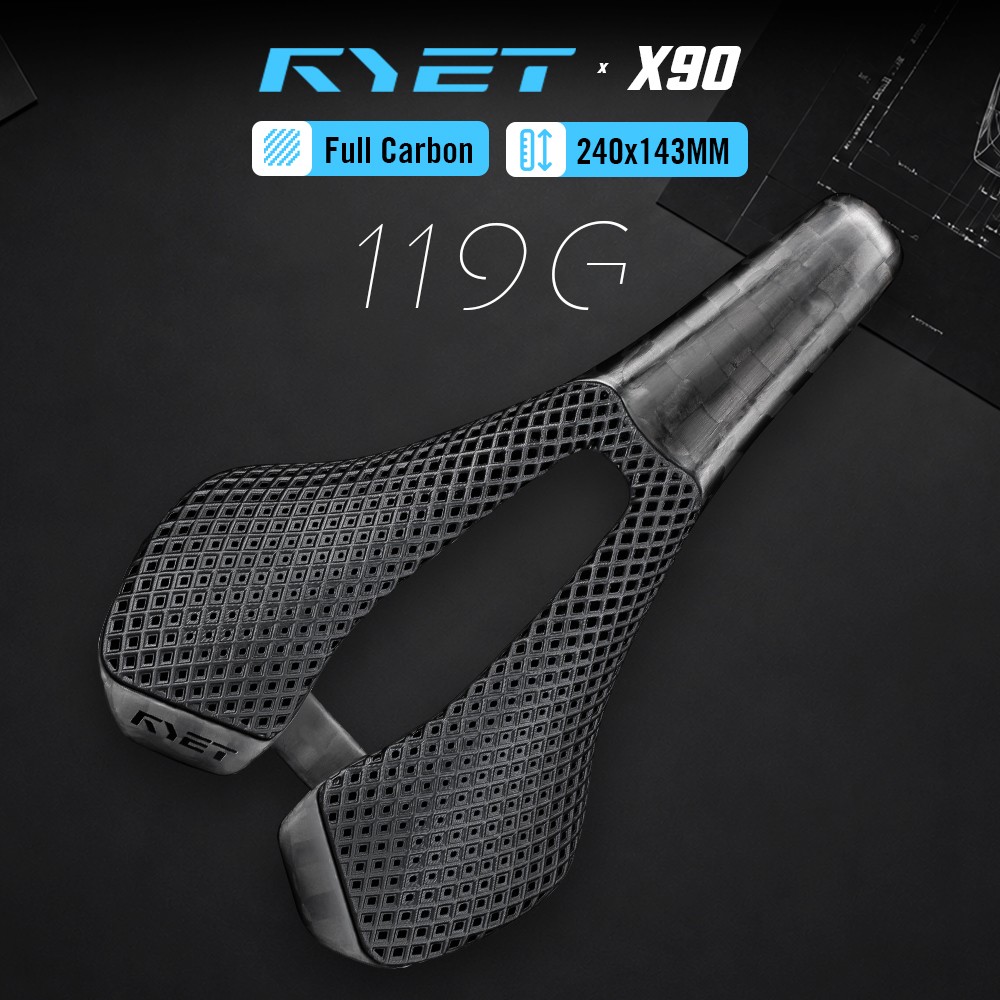 RYET Ultralight Carbon Bike Saddle 240x143mm 3D Printed Rail for Road MTB Gravel
