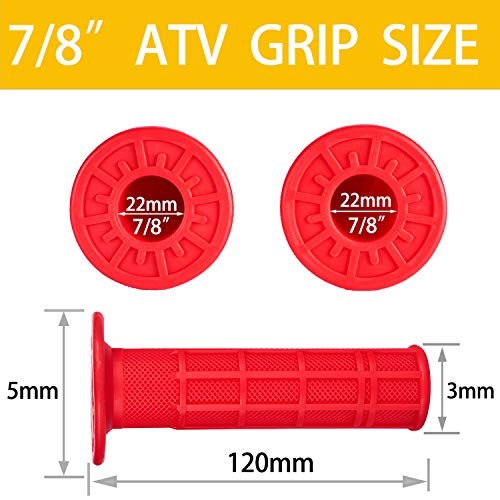 7/8» ATV Grips Universal Handlebar Grips Soft Rubber Motorcycle Grip for Red