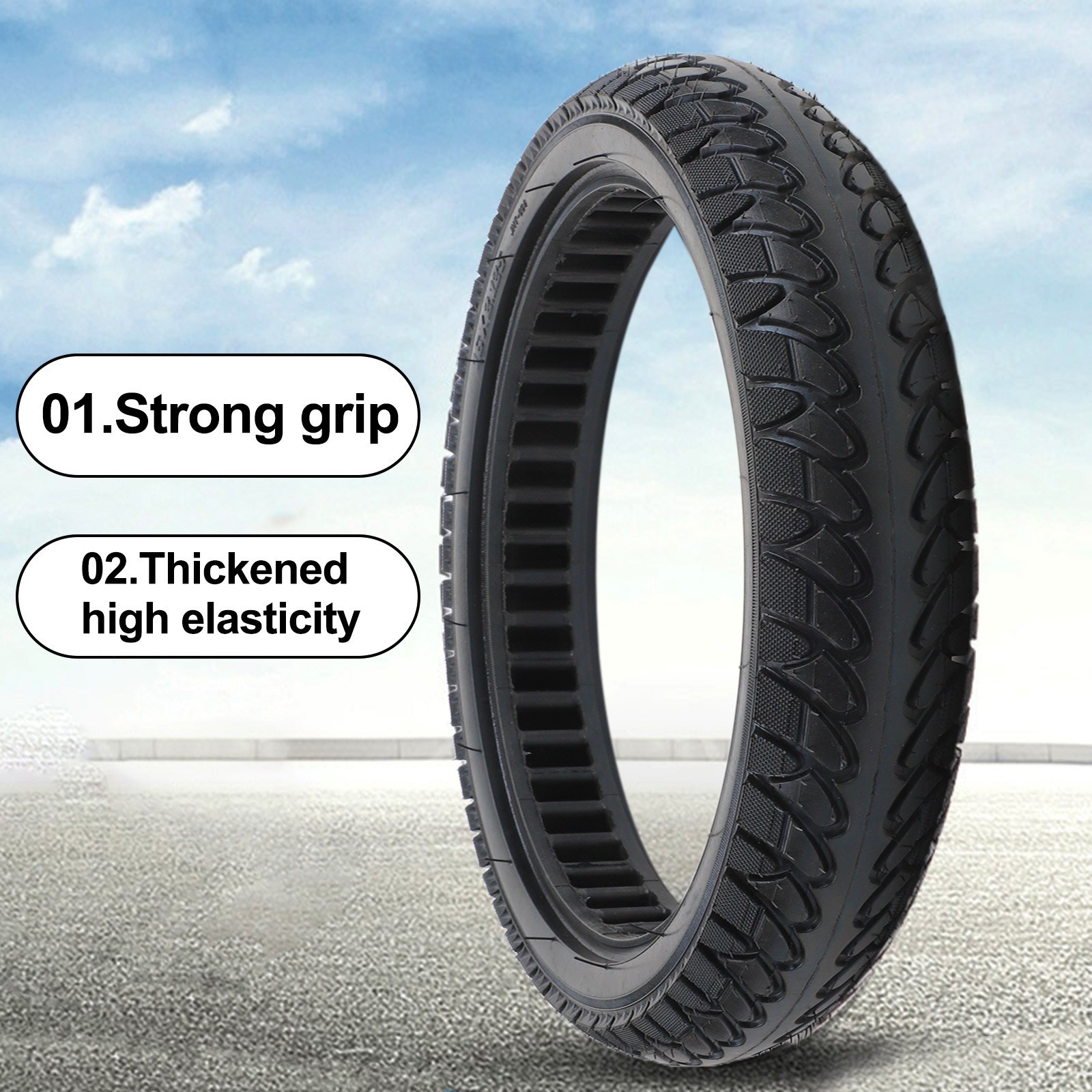 16×2.125 Mountain Bike Solid Tire Black Rubber 325mm Rim Outer Diameter