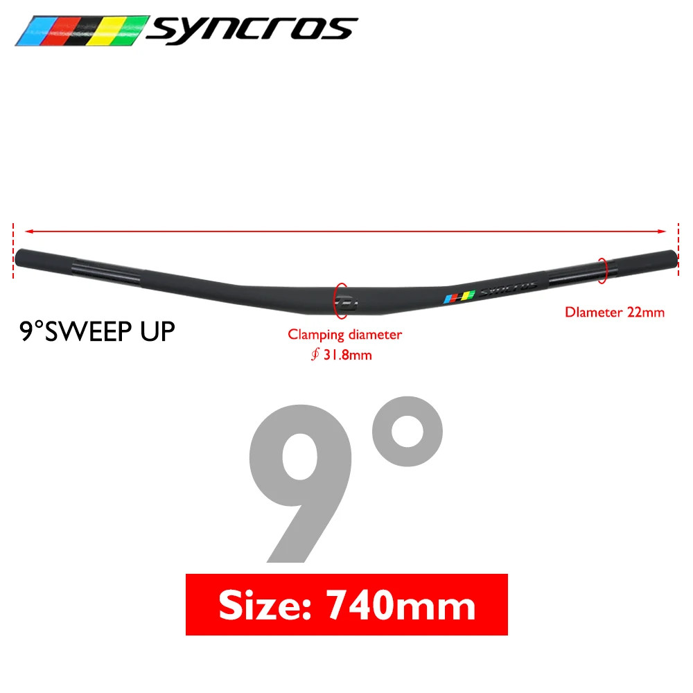 Matte Black Carbon Fiber MTB Bicycle Handlebars 28.6mm 3°/9°/Rise 700-740mm