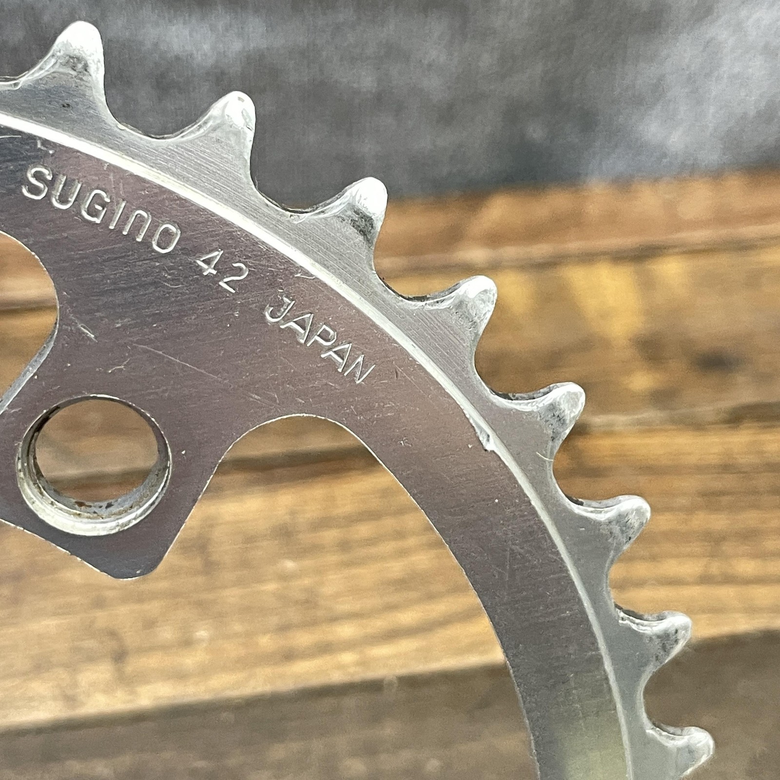 Vintage Sugino 42T Chainring 110 BCD 5-Arm Old School BMX Silver Japan Alloy