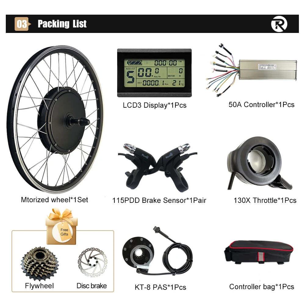 48V/52V 2000W MTB Electric Bicycle 20-29 Inch 700C Front Rear Hub Motor Wheel