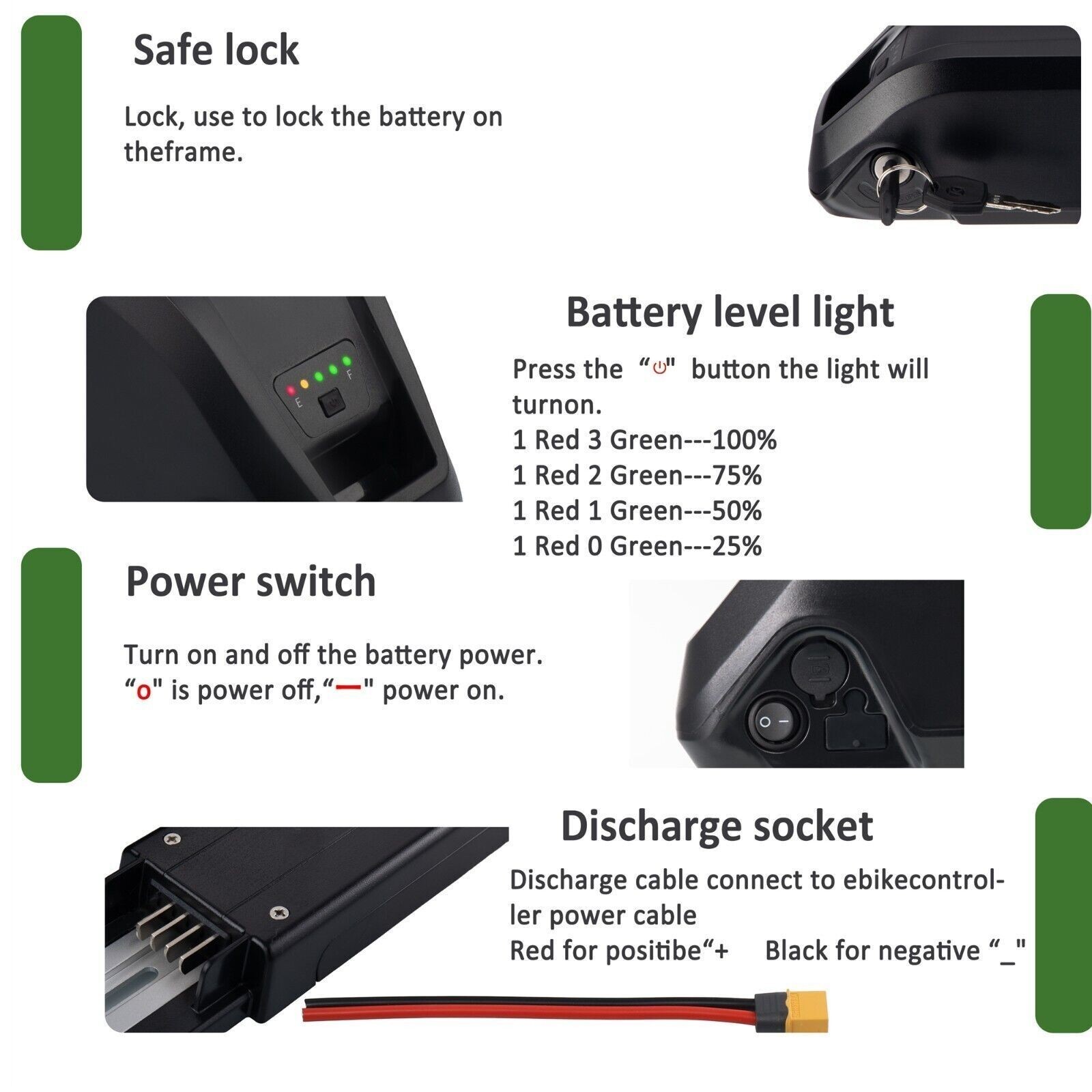 EBIKE BATTERY LITHIUM Li-Ion 36V 48V 15AH 40A BMS 0-1800W Electric Bike Bicycles