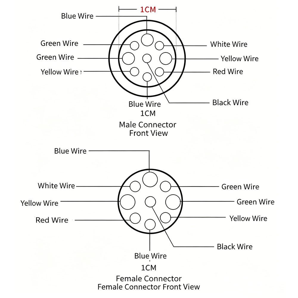 E-Bike 160cm 9 pin Waterproof Motor Cable Male to Female Extension Cable Parts