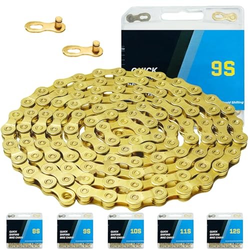 6/7/8/9/10/11/12 Speed Bike Chain – High-Strength, Durable & Gold-9-Speed