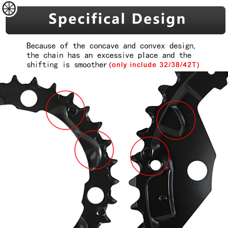 104/64BCD 24/26/32/38/42T Double/Triple Speed Chainring Mountain Bike Crankset